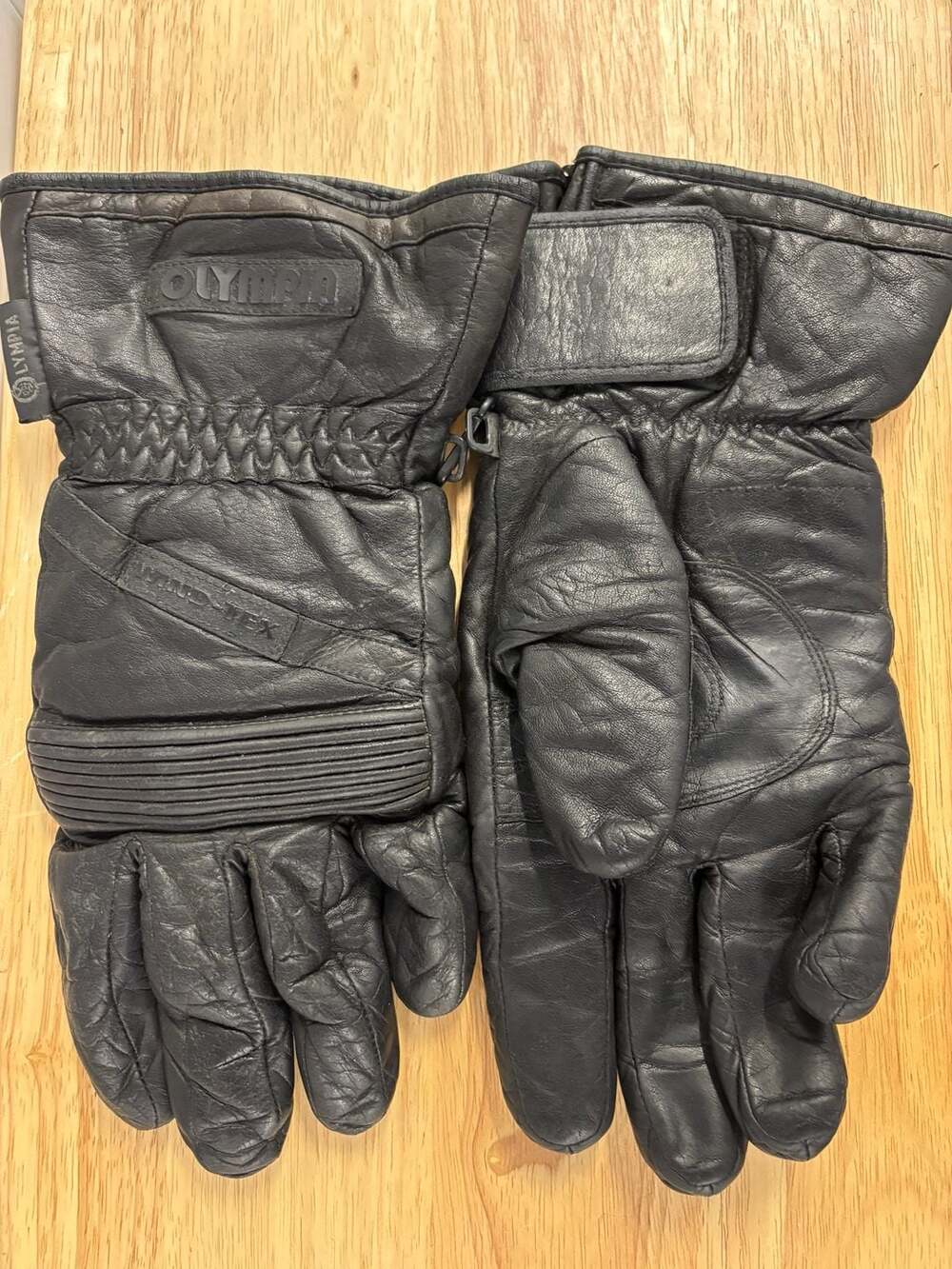Olympia Men's Black Leather Wind-Tex Kevlar Motorcycle Riding Gloves